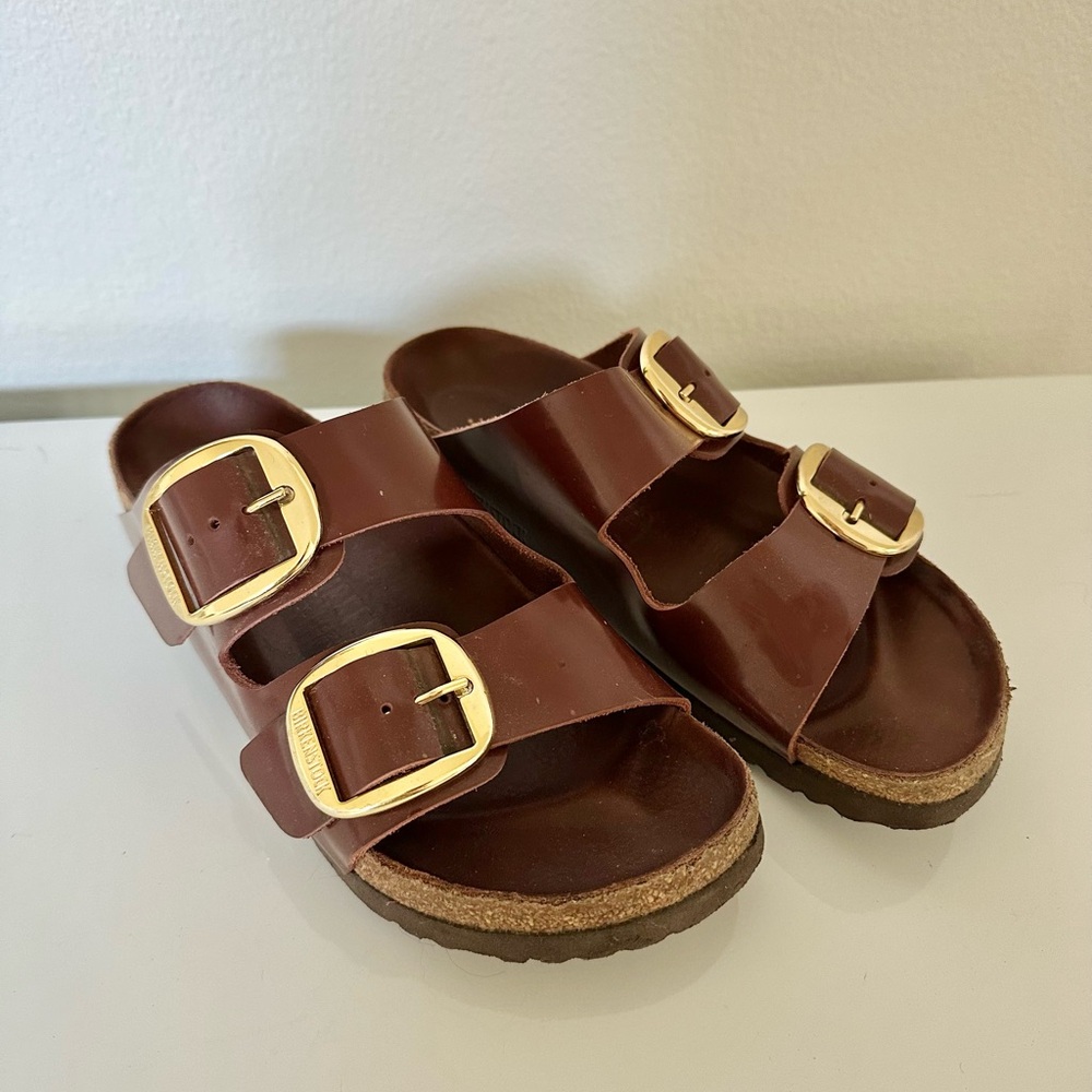 Birkenstock Arizona Big Buckle High Shine Chocolate Leather Patent